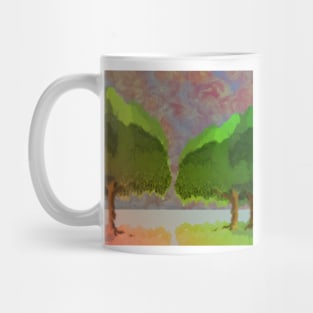 Green/ Lime colour Trees. Early Digital Art. Mug